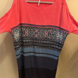 Free People Pink Boxy Graphic Tunic Sweater